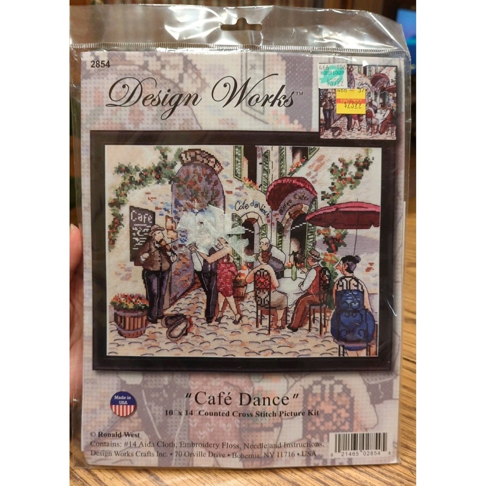NEW Design Works Counted Cross Stitch Kit 2854‎ "Cafe Dance" Ronald West 10x14"